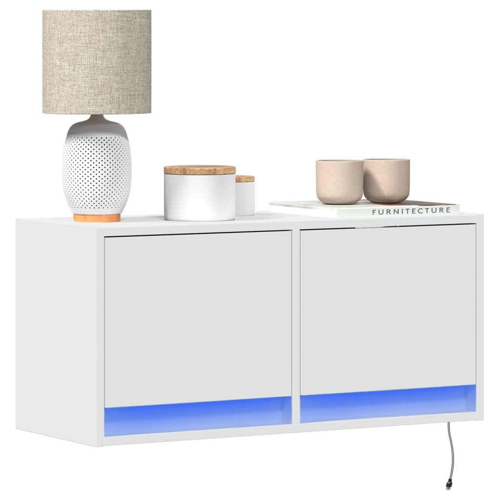 Tv-Seinäkaappi Led-Valoilla 80X31X35 Cm