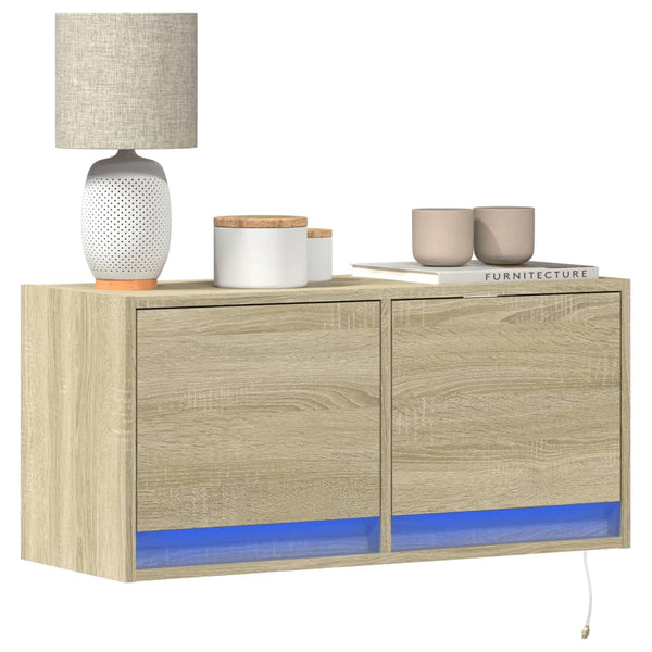Tv-Seinäkaappi Led-Valoilla 80X31X35 Cm