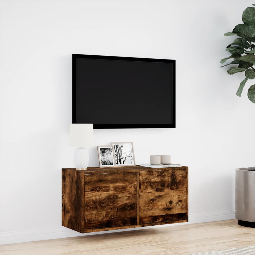 Tv-Seinäkaappi Led-Valoilla 80X31X35 Cm