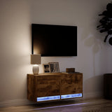 Tv-Seinäkaappi Led-Valoilla 80X31X35 Cm