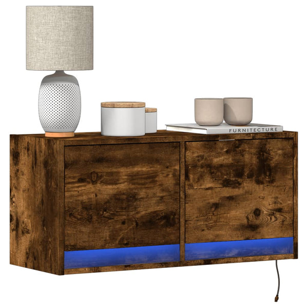 Tv-Seinäkaappi Led-Valoilla 80X31X35 Cm
