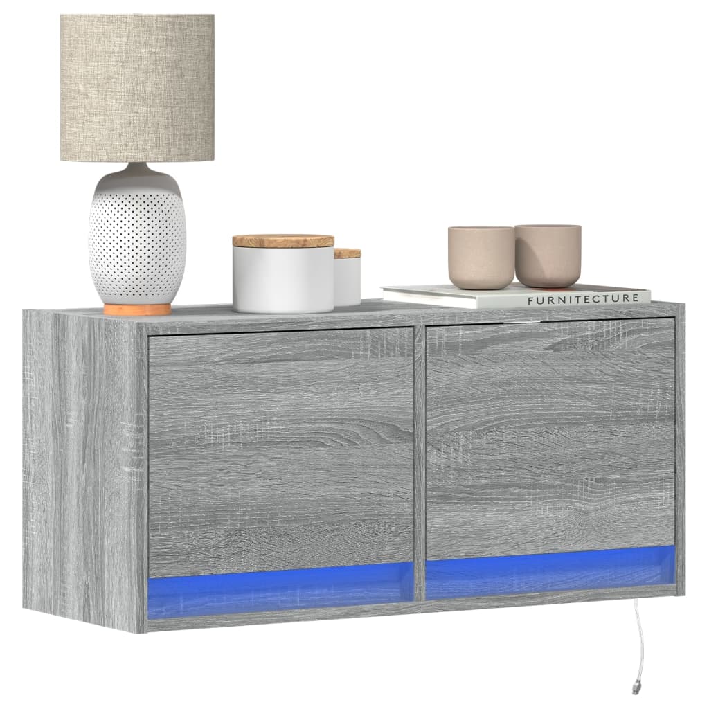 Tv-Seinäkaappi Led-Valoilla 80X31X35 Cm