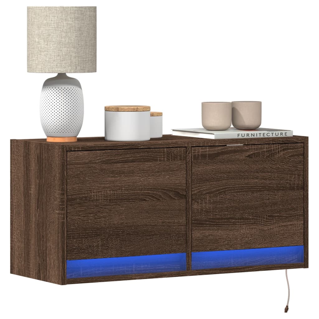 Tv-Seinäkaappi Led-Valoilla 80X31X35 Cm