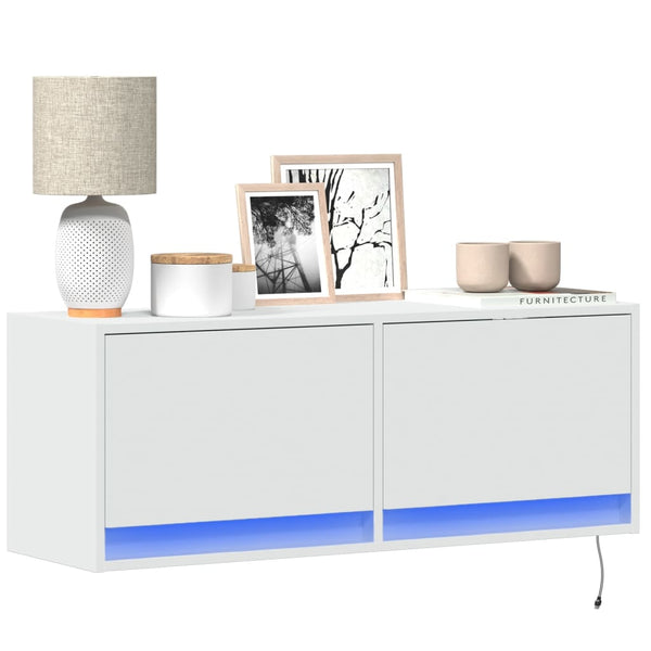 Tv-Seinäkaappi Led-Valoilla 80X31X35 Cm