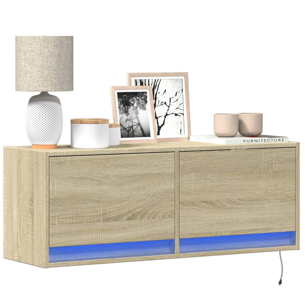 Tv-Seinäkaappi Led-Valoilla 80X31X35 Cm
