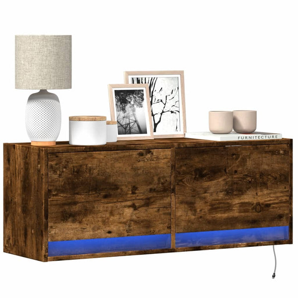 Tv-Seinäkaappi Led-Valoilla 80X31X35 Cm