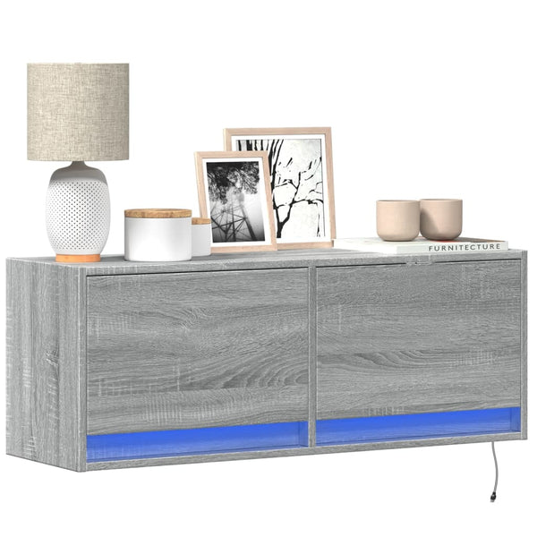 Tv-Seinäkaappi Led-Valoilla 80X31X35 Cm