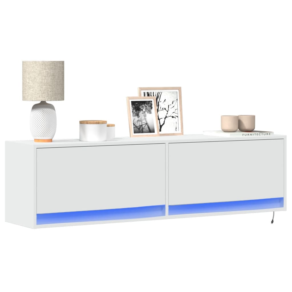 Tv-Seinäkaappi Led-Valoilla 80X31X35 Cm
