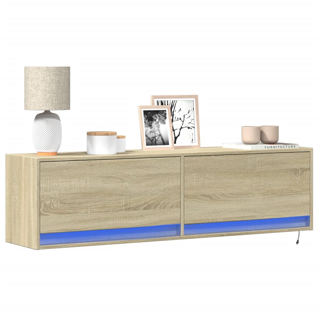 Tv-Seinäkaappi Led-Valoilla 80X31X35 Cm