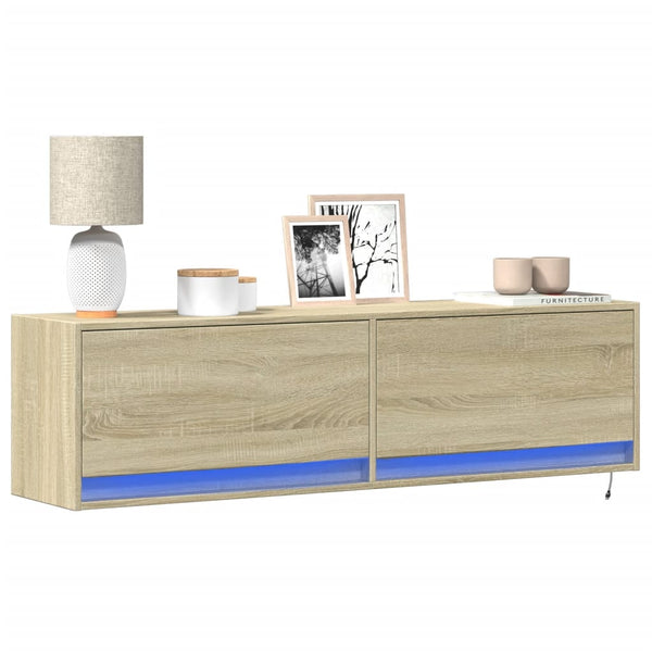 Tv-Seinäkaappi Led-Valoilla 80X31X35 Cm