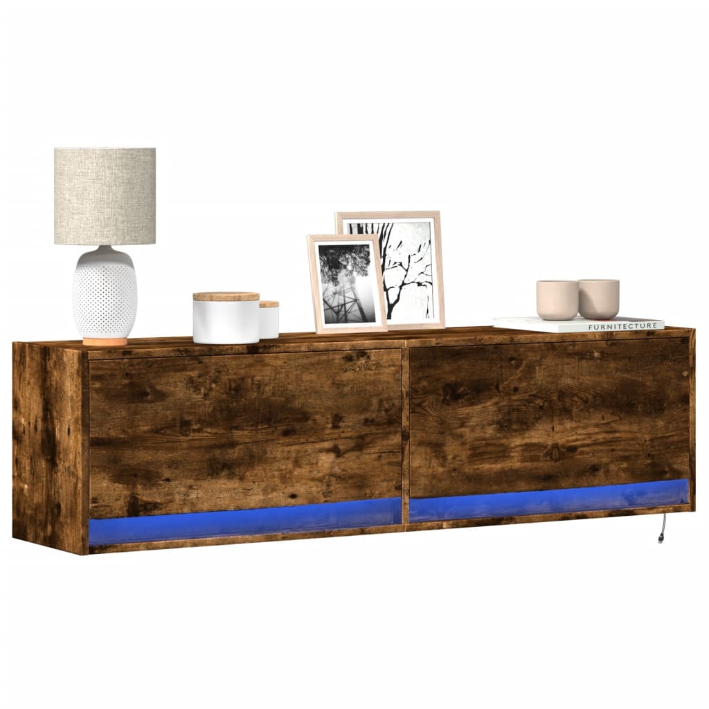 Tv-Seinäkaappi Led-Valoilla 80X31X35 Cm