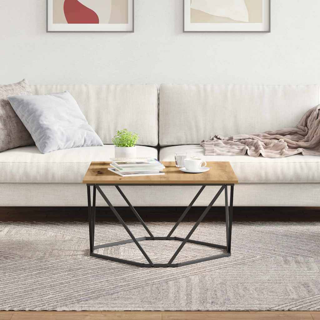 Sohvapöytä Artisan Tammi 80 X 80 X 45 Cm Kehitetty Puu Ja Teräs