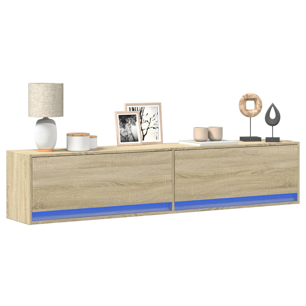 Tv-Seinäkaappi Led-Valoilla 80X31X35 Cm