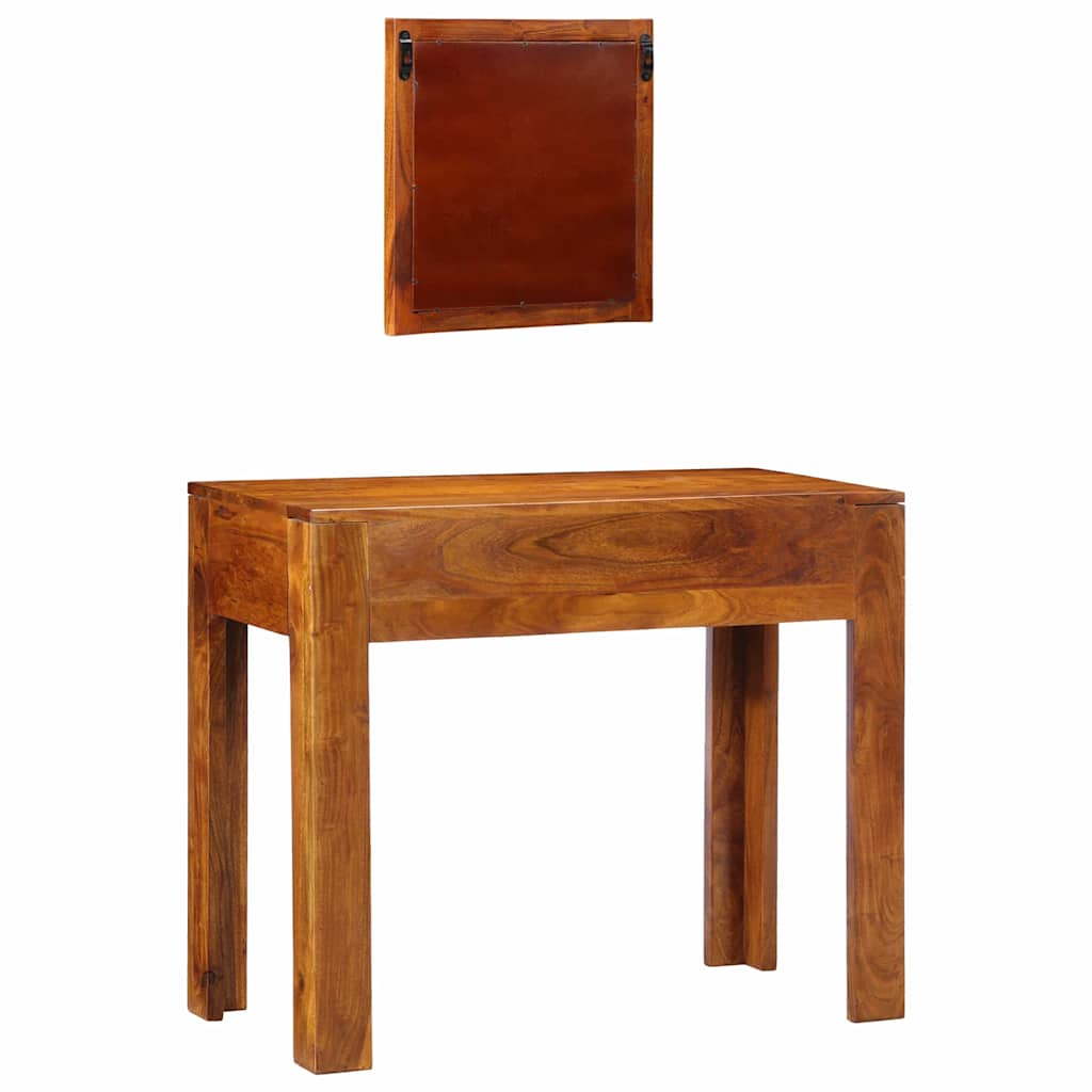 Meikkipöytä Peilillä Ruskea 90 X 45 X 75 Cm Tiheä Akasiapuu