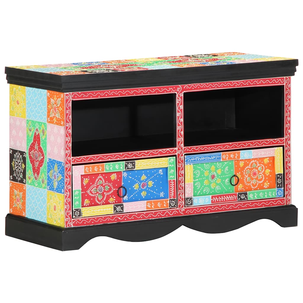 Tv-Kaappi 80 X 35 X 50 Cm Monivärinen Kiinteä Mango Puu