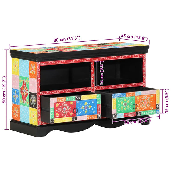 Tv-Kaappi 80 X 35 X 50 Cm Monivärinen Kiinteä Mango Puu