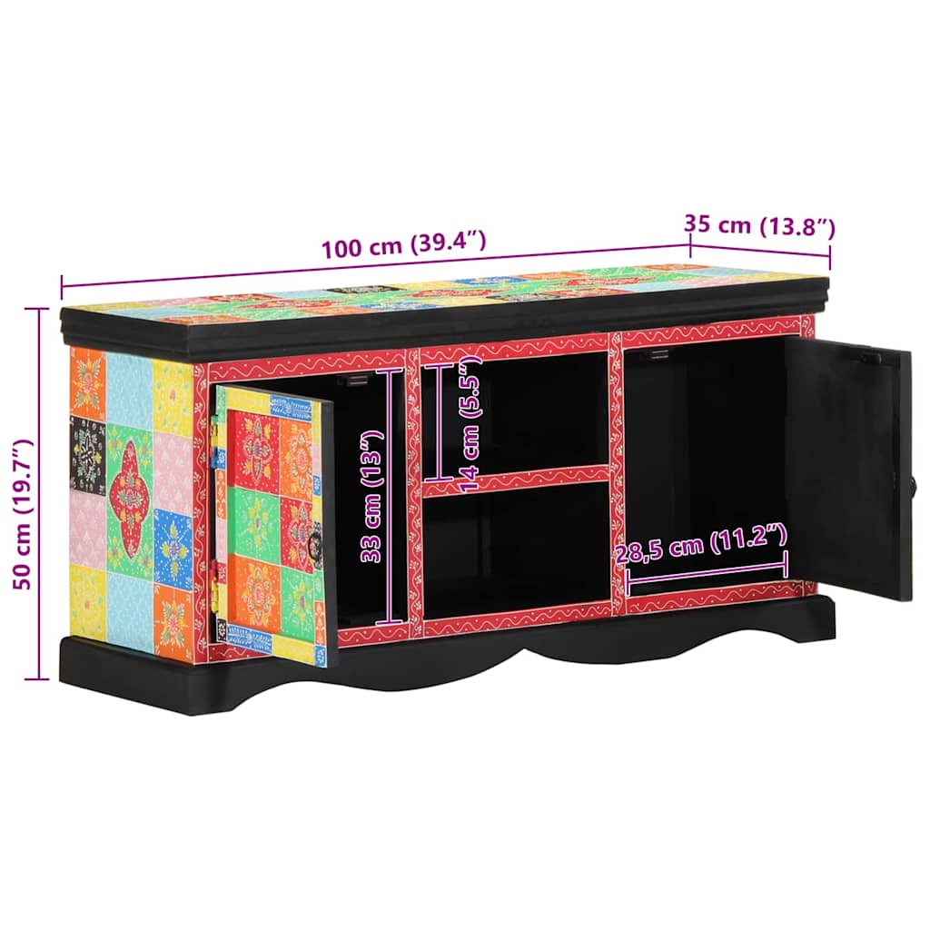 Tv-Kaappi 100 X 35 X 50 Cm Monivärinen Kiinteä Mango Puu