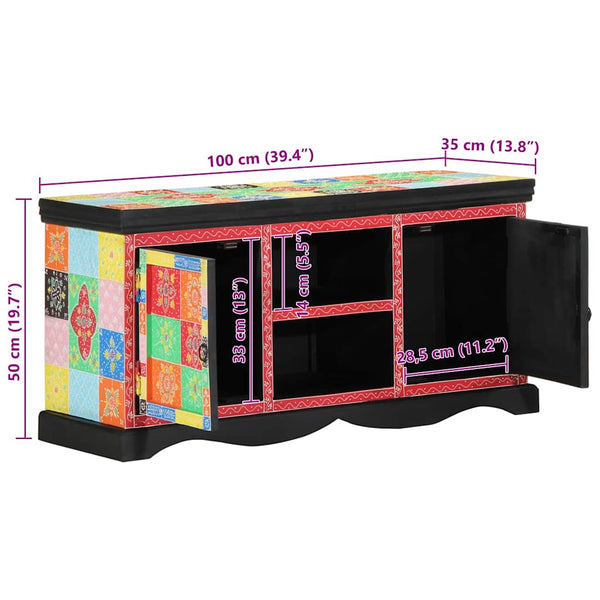 Tv-Kaappi 100 X 35 X 50 Cm Monivärinen Kiinteä Mango Puu