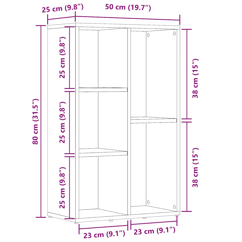Kirjahylly 50X25X80 Cm Tekninen Puu