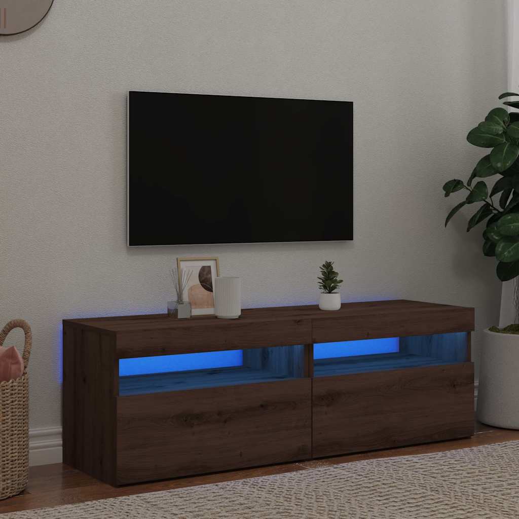 Tv-Kaappi Led-Valoilla Käsityöläinen Tammi 75X35X40 Cm