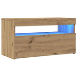 Tv-Kaappi Led-Valoilla Käsityöläinen Tammi 75X35X40 Cm