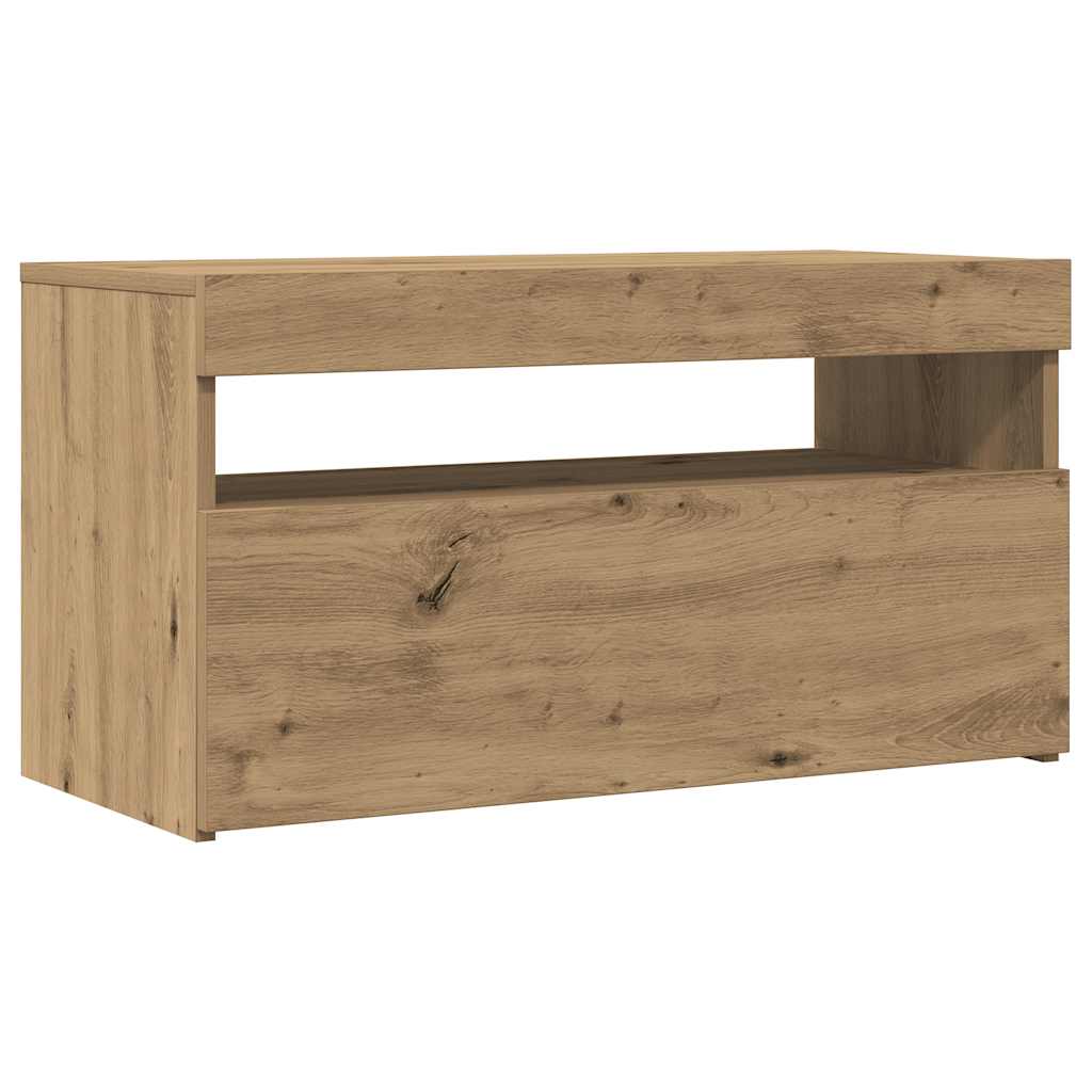 Tv-Kaappi Led-Valoilla Käsityöläinen Tammi 75X35X40 Cm