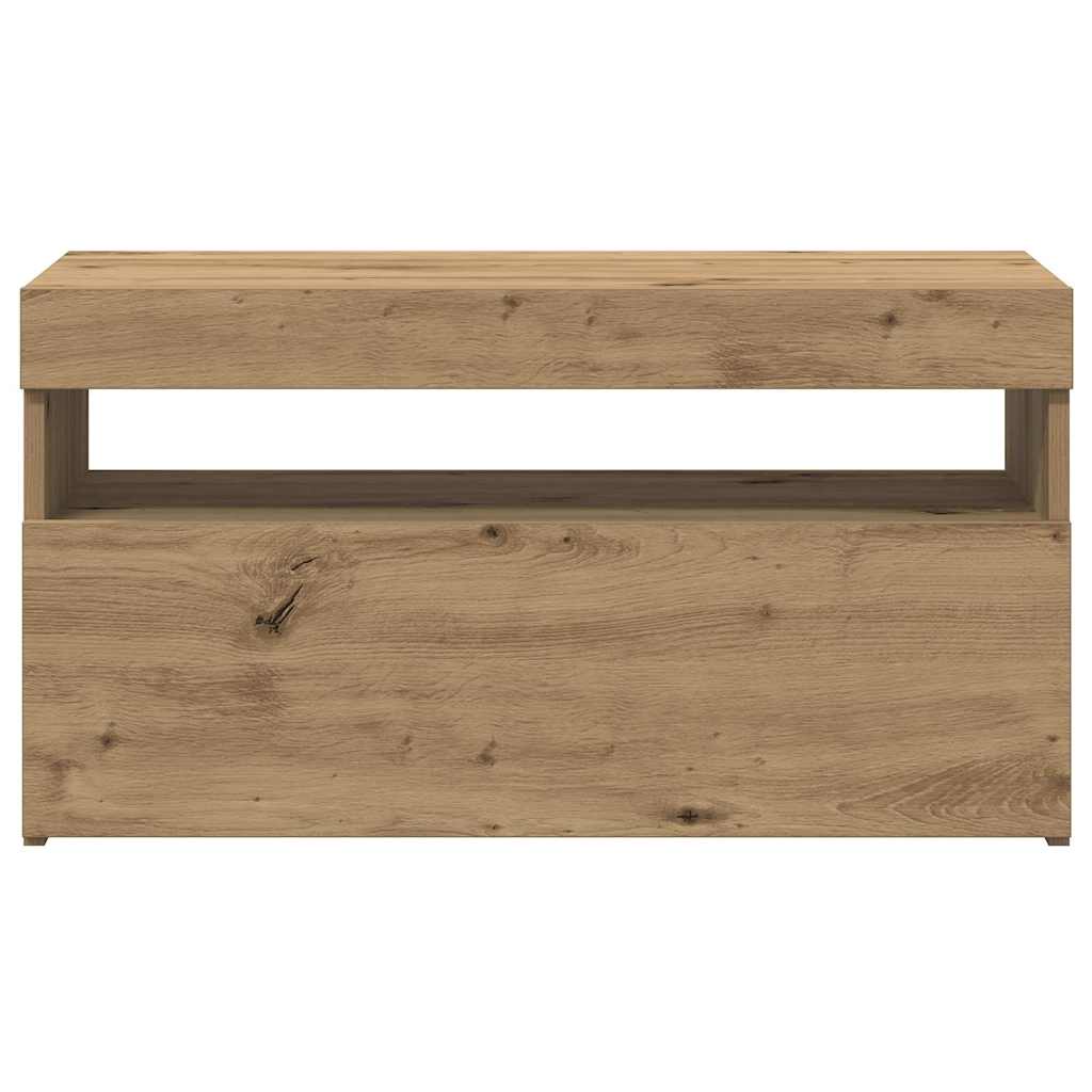 Tv-Kaappi Led-Valoilla Käsityöläinen Tammi 75X35X40 Cm