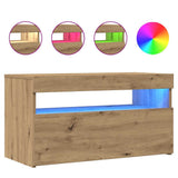 Tv-Kaappi Led-Valoilla Käsityöläinen Tammi 75X35X40 Cm