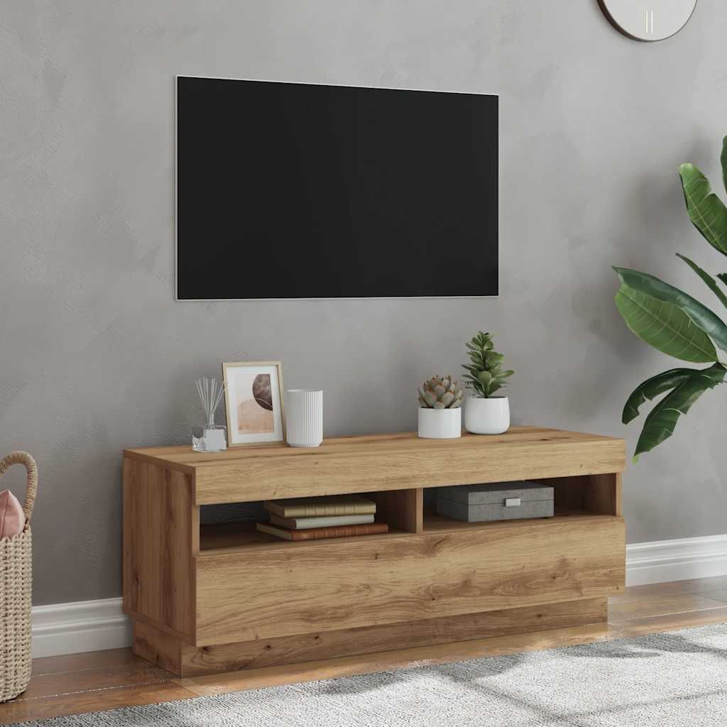 Tv-Kaappi Led-Valoilla Old Wood 80X35X40 Cm Engineered Wood