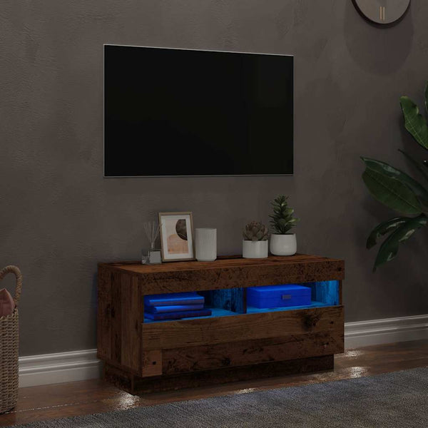 Tv-Kaappi Led-Valoilla Old Wood 80X35X40 Cm Engineered Wood