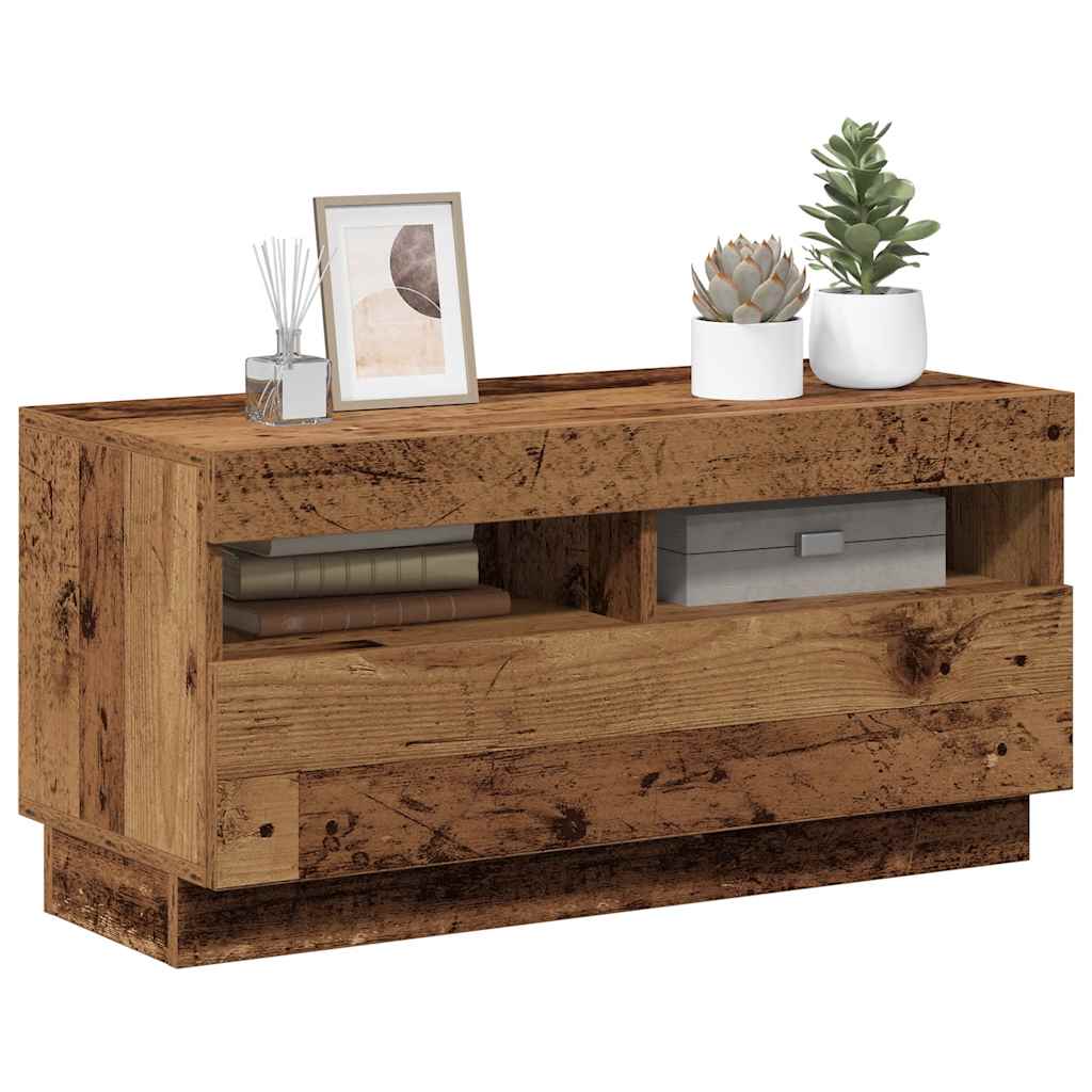 Tv-Kaappi Led-Valoilla Old Wood 80X35X40 Cm Engineered Wood