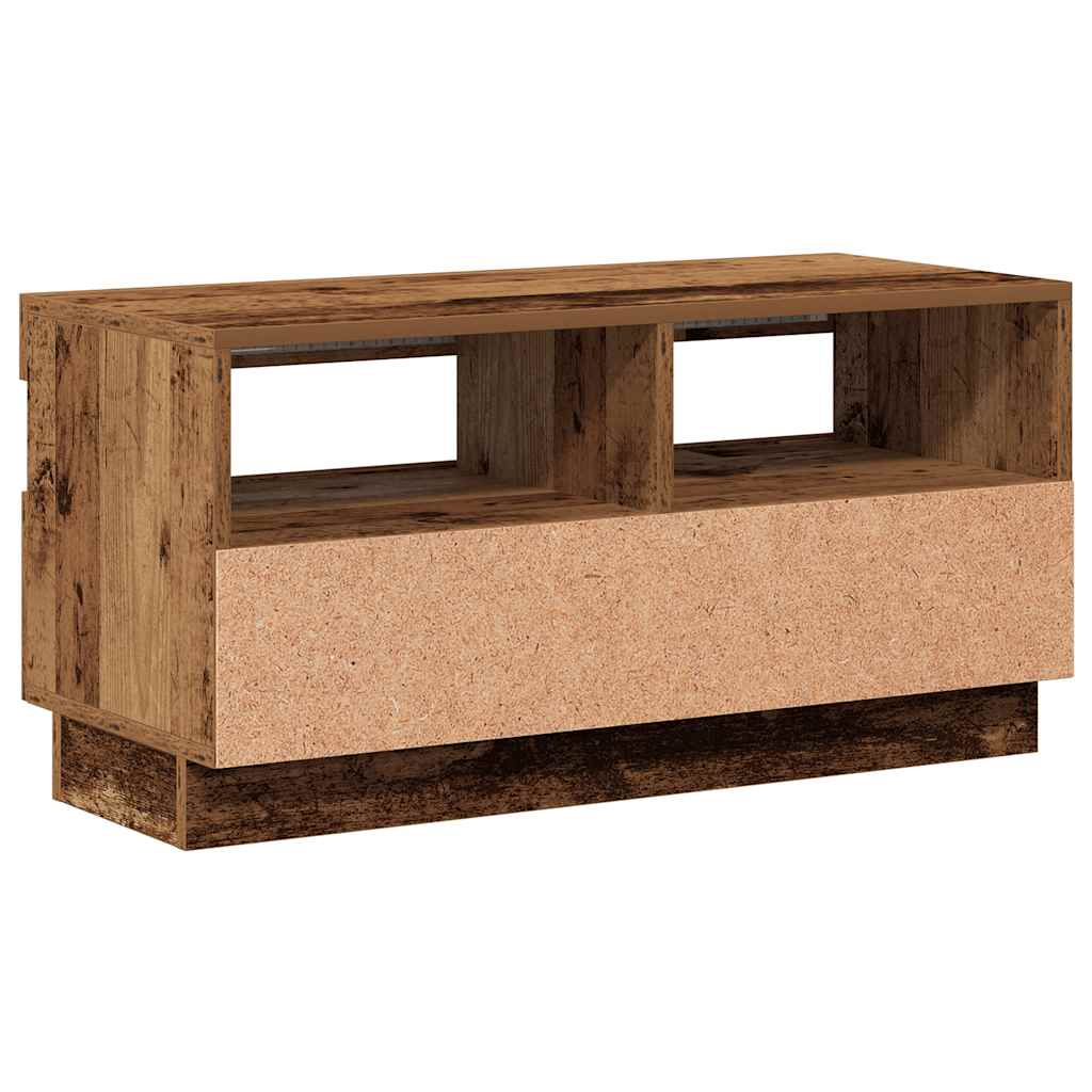 Tv-Kaappi Led-Valoilla Old Wood 80X35X40 Cm Engineered Wood