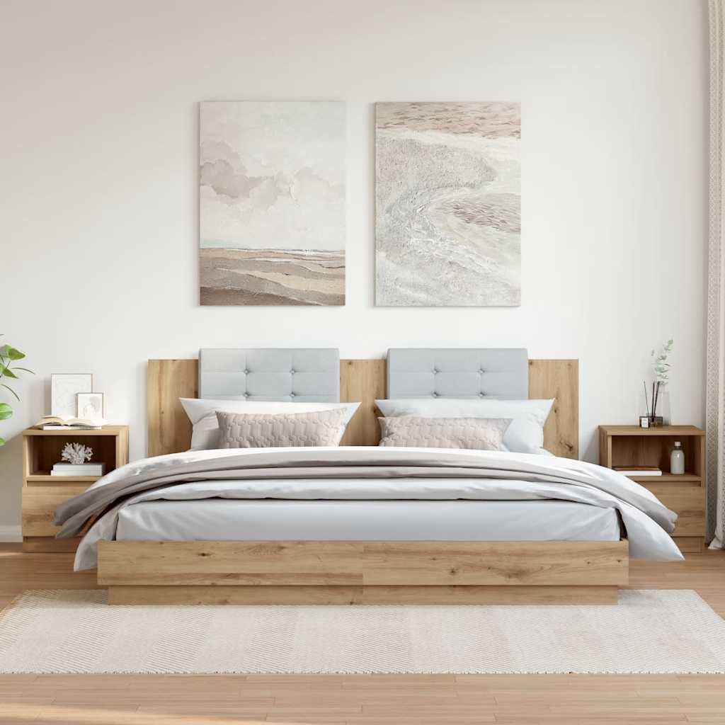 Yöpöytäkaapit 2 Kpl Käsityöläinen Tammi 40X40X50Cm Tekninen Puu