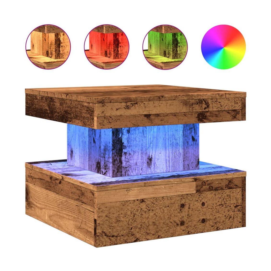 Sohvapöytä Led-Valoilla 50X50X40 Cm
