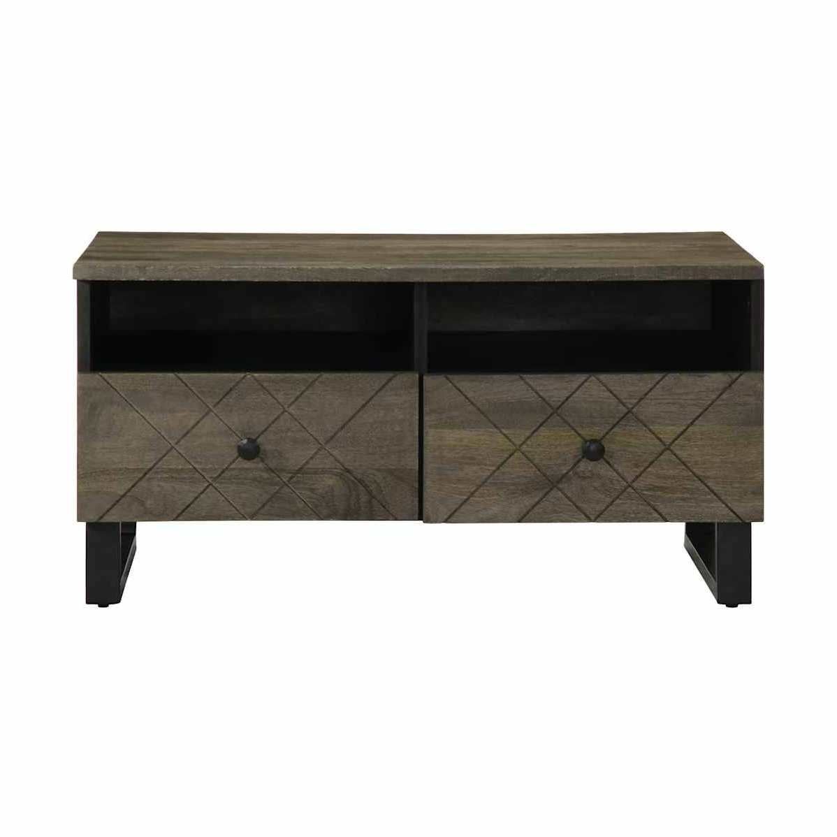 Sohvapöytä Musta 80X54X40 Cm Täysi Mangopuu