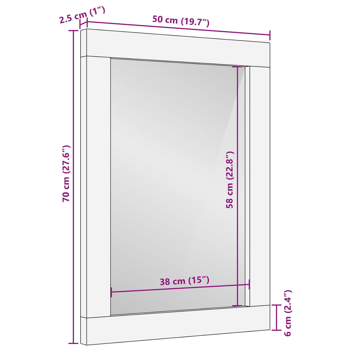 Kylpyhuoneen Peili Artisan Tammi 50 X 70 X 2,5 Cm