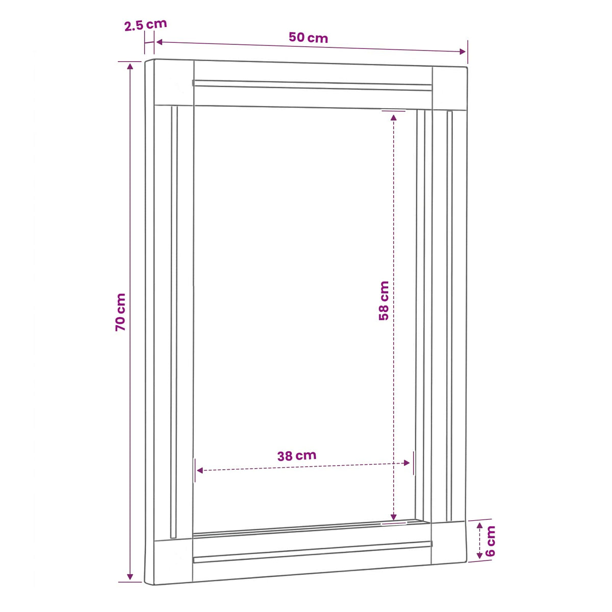 Peili Seinäkiinnitettävä Ruskea Ja Musta 70 X 50 X 3 Cm Lasi