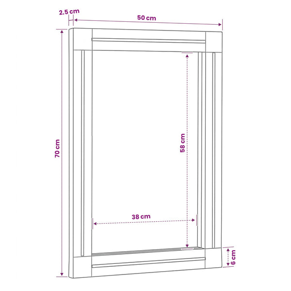 Peili Seinäkiinnitettävä Ruskea Ja Musta 70 X 50 X 3 Cm Lasi