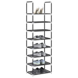 Kenkäteline 8-Tasoinen Musta Kuitukangas