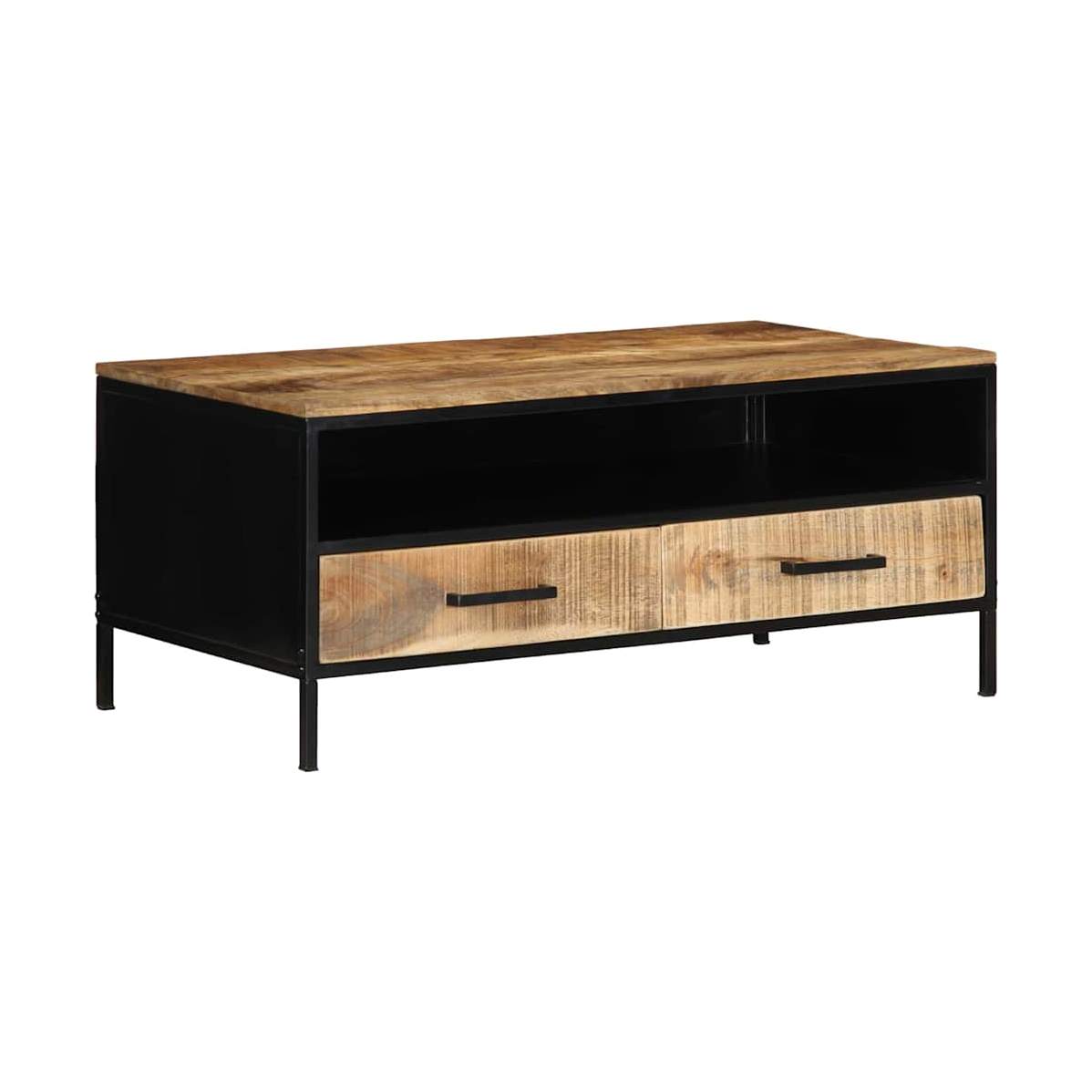 Sohvapöytä Ruskea 90 X 50 X 40 Cm Tiivis Mango-Puu Ja Metalli