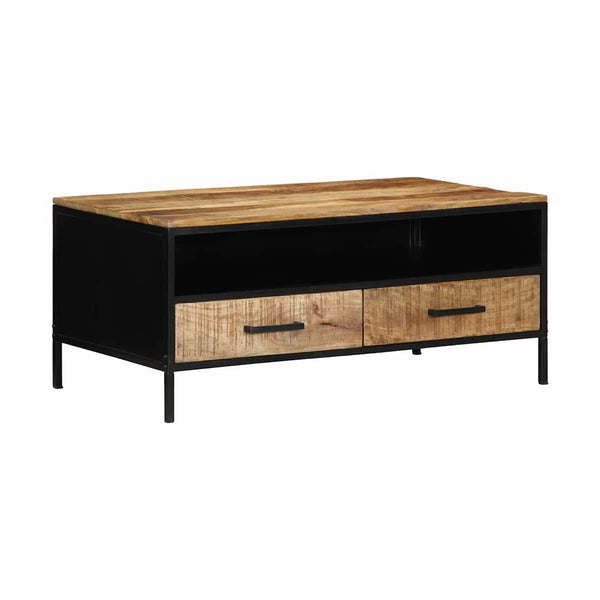 Sohvapöytä Ruskea 90 X 50 X 40 Cm Tiivis Mango-Puu Ja Metalli
