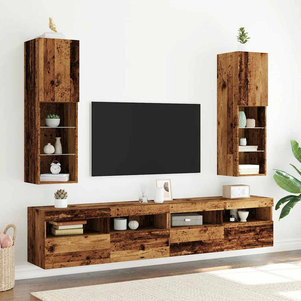 Tv-Kaapit Led-Valoilla 2 Kpl 30,5X30X102 Cm