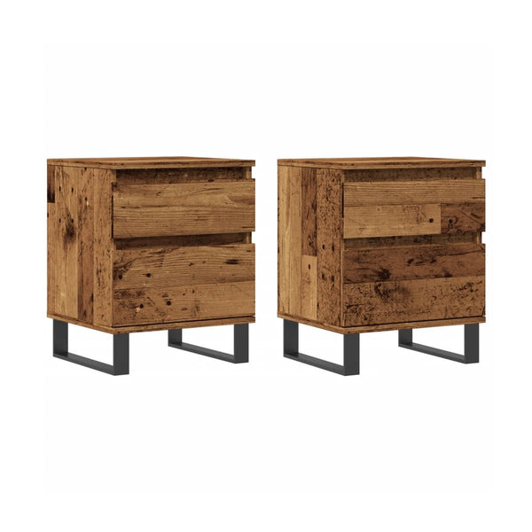 Yöpöytäkaapit 2 Kpl Vanhaa Puuta 40X35X50 Cm Tekninen Puu
