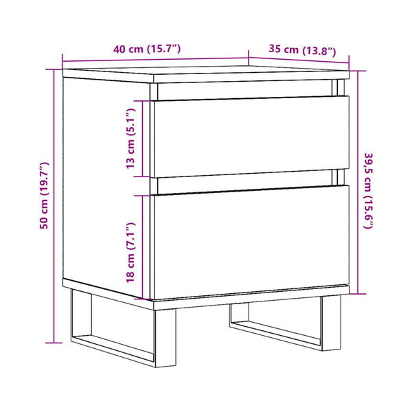 Yöpöytäkaapit 2 Kpl Vanhaa Puuta 40X35X50 Cm Tekninen Puu