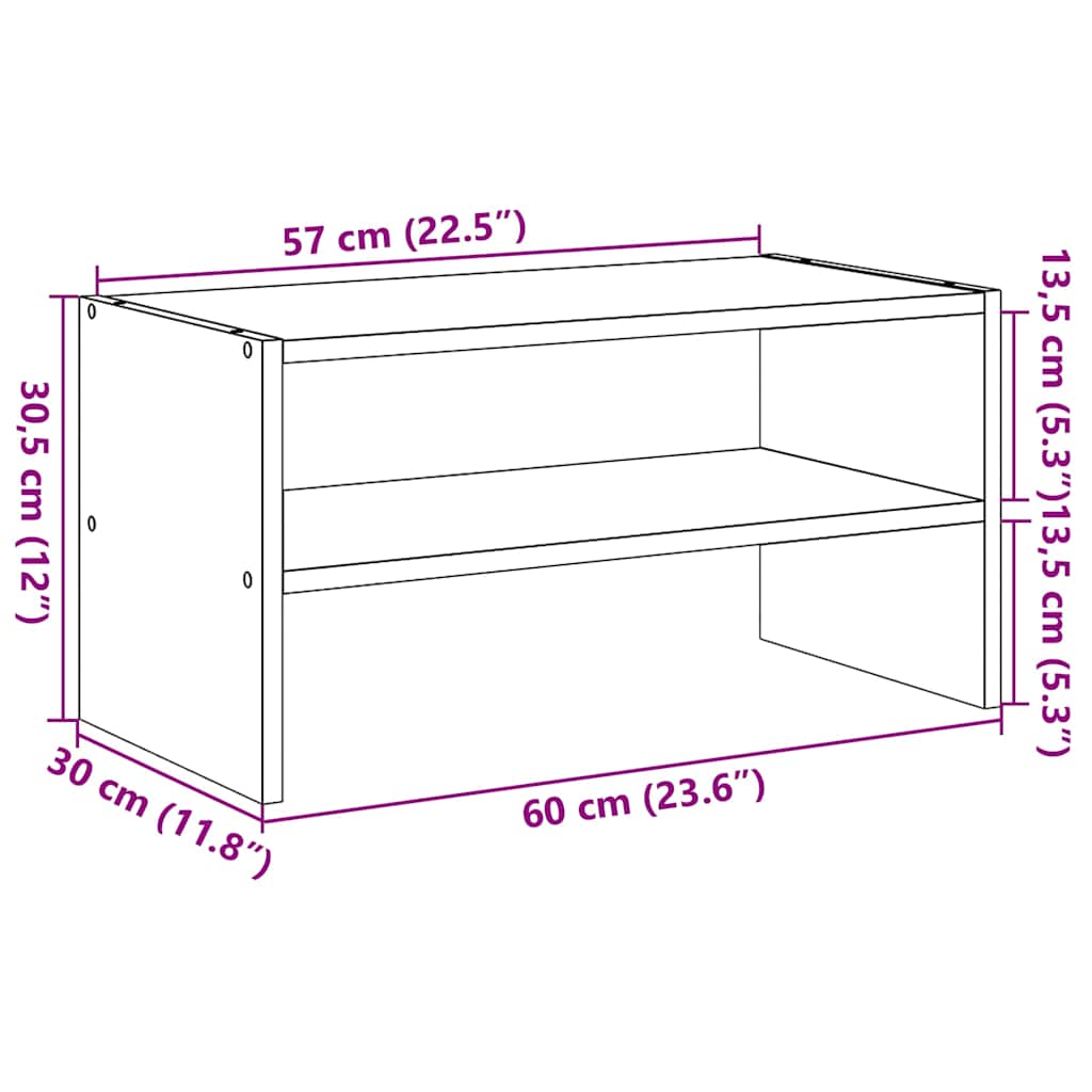 Kenkäteline Pinottava Sonoma Oak 60X30X30,5 Cm