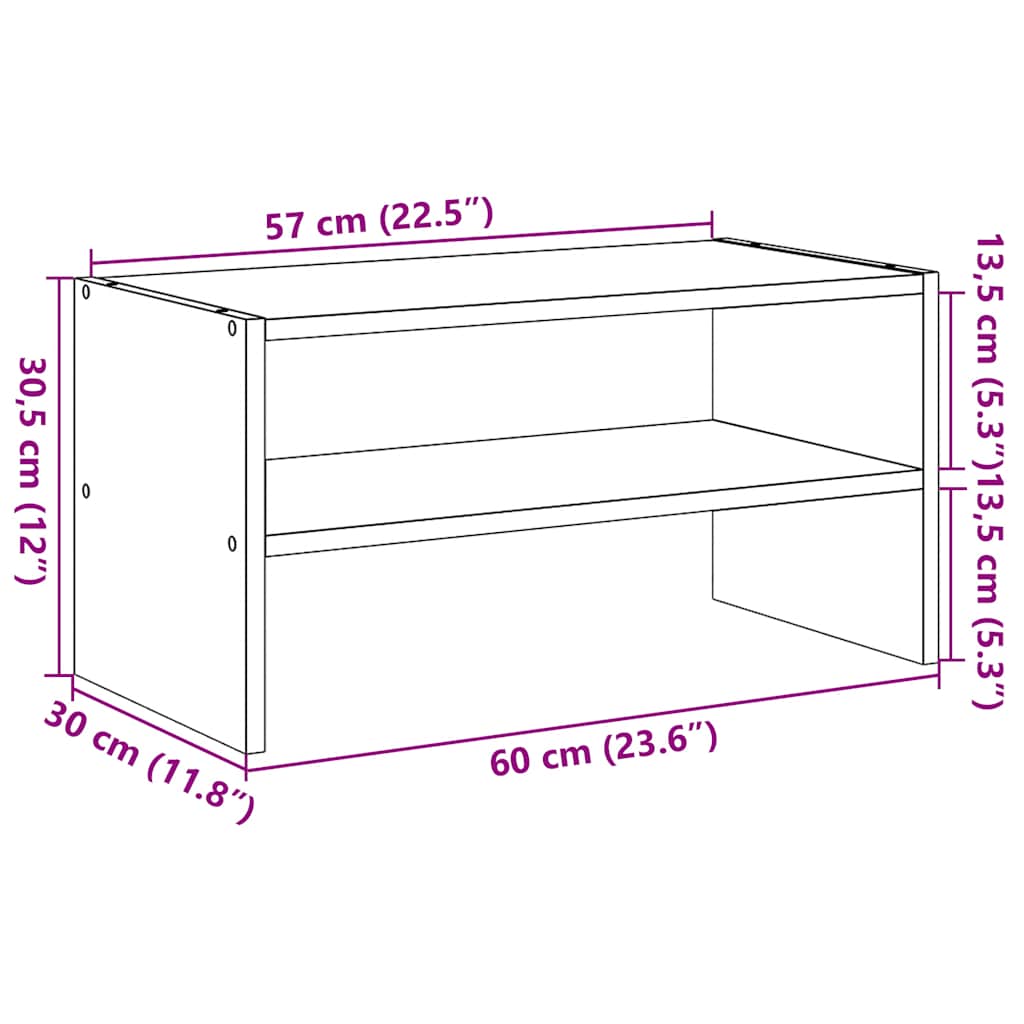 Kenkäteline Pinottava Artisan Oak 60X30X30,5 Cm