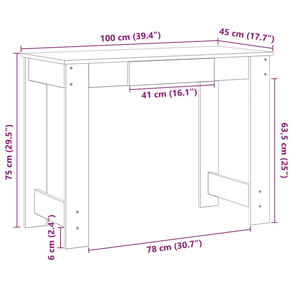 Työpöytä 100X45X75 Cm Tekninen Puu