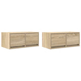 Tv-Seinäkaapit 2 Kpl Sonoma-Tammi 60X31X25,5 Cm Tekninen Puu