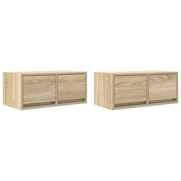 Tv-Seinäkaapit 2 Kpl Sonoma-Tammi 60X31X25,5 Cm Tekninen Puu