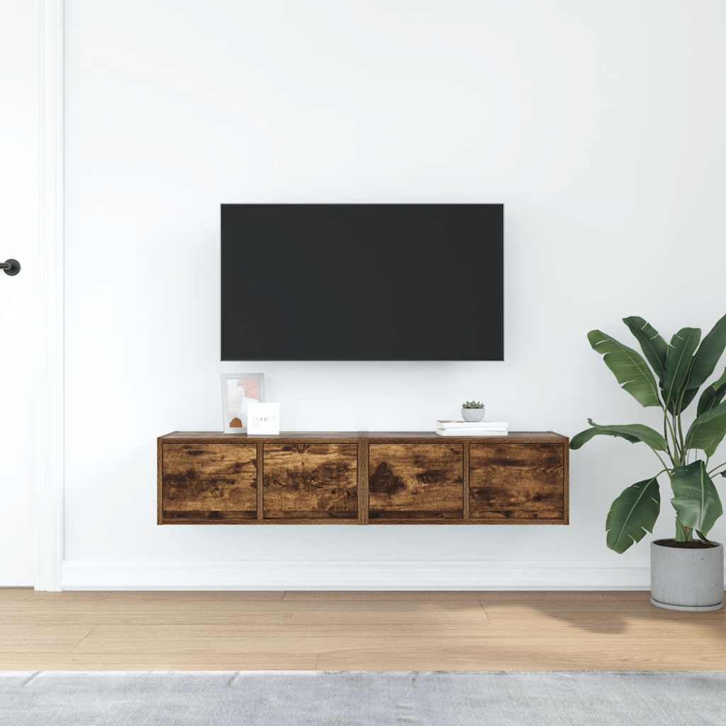 Tv-Seinäkaappi 2 Kpl 60X31X25,5 Cm Tekninen Puu